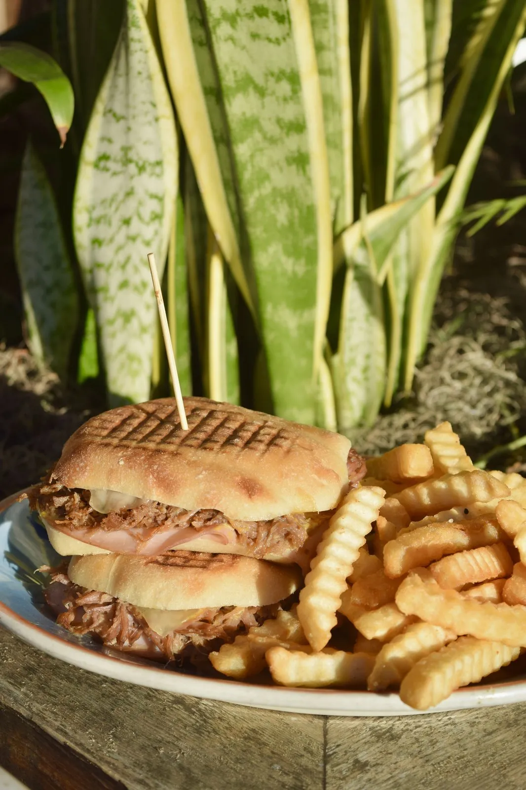 Hawaiian Cubano sandwich with fries